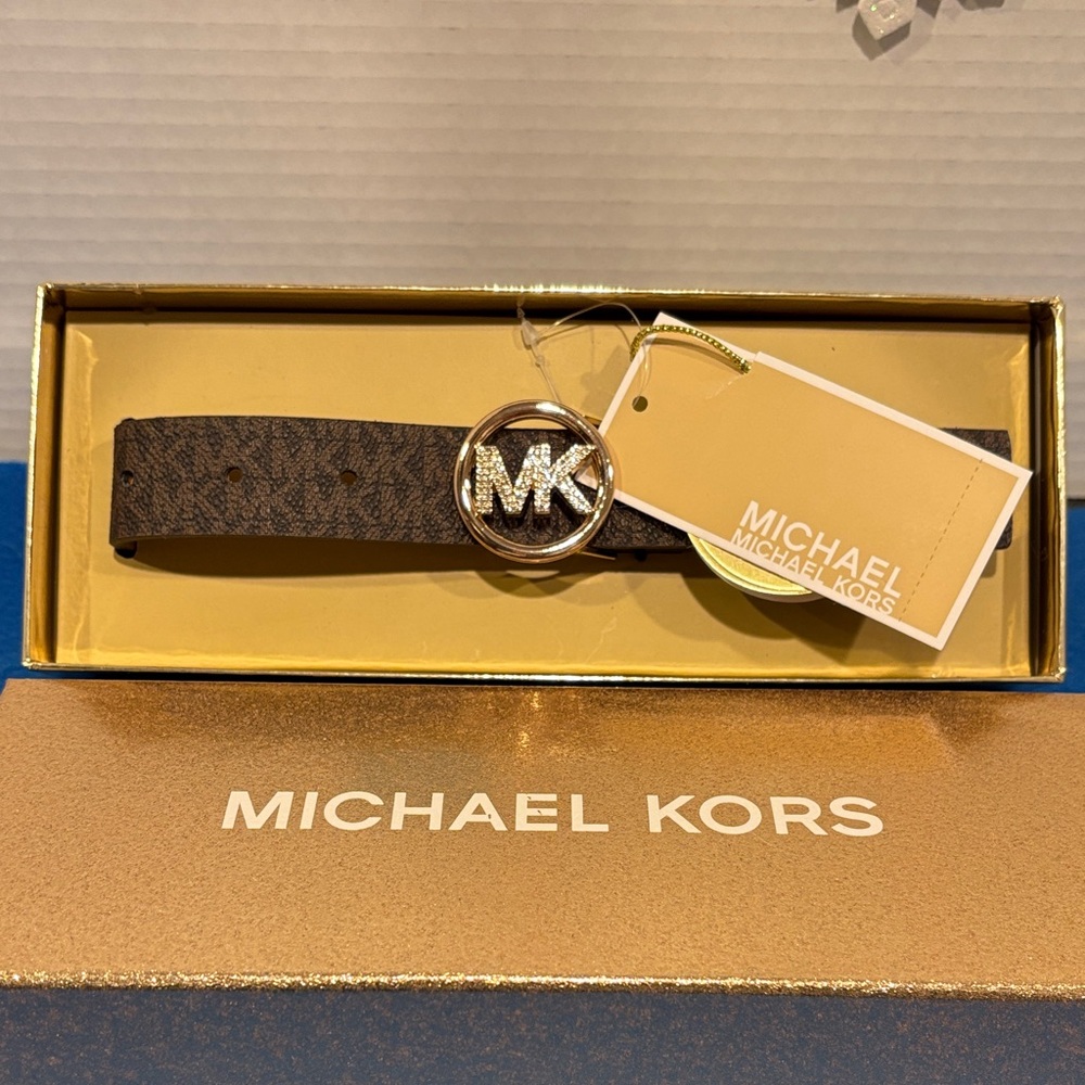 Michael Kors Brown Belt with Gold Buckle